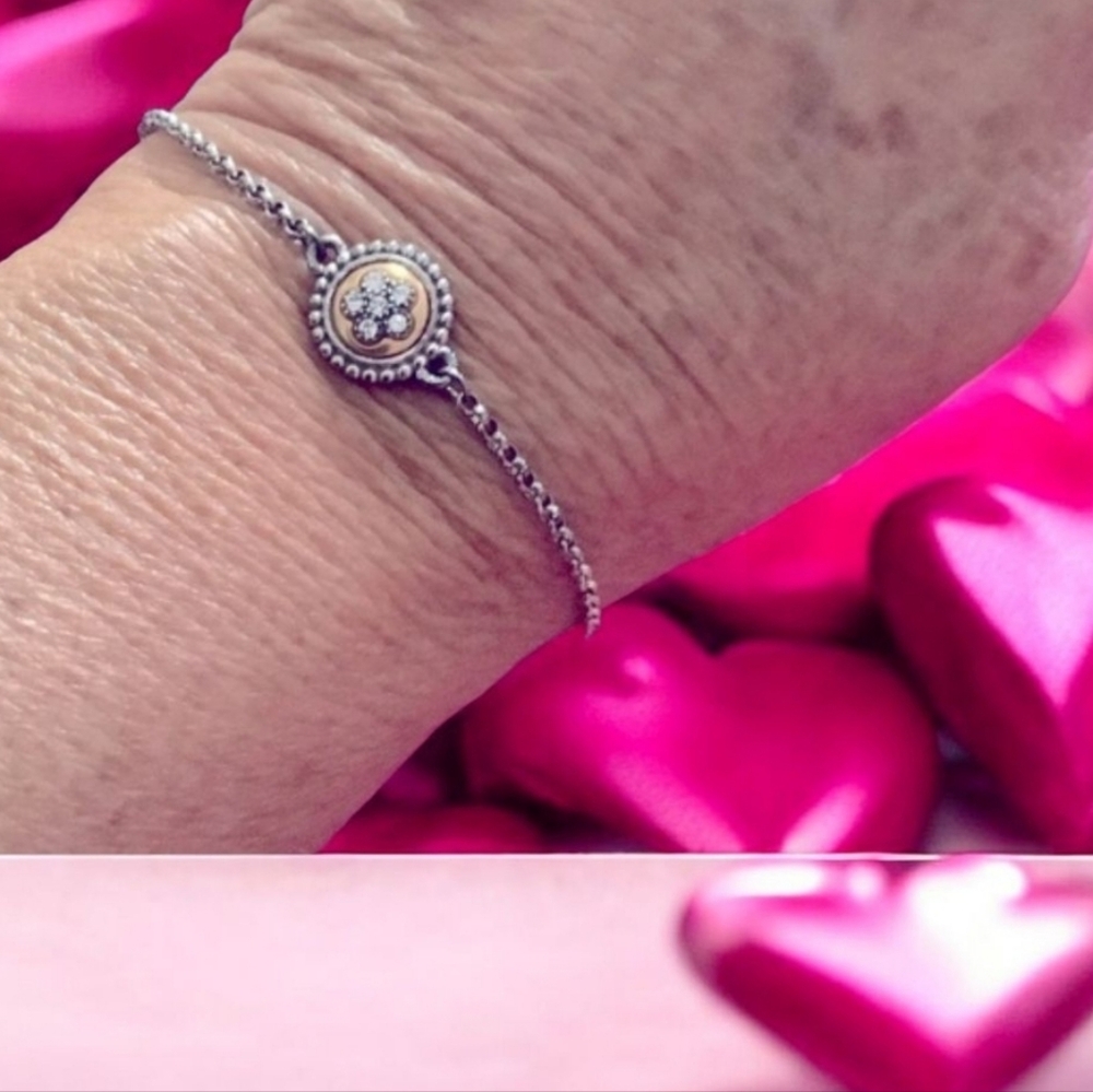 Brighton bracelet two toned with stones B charm come in gift box good Look